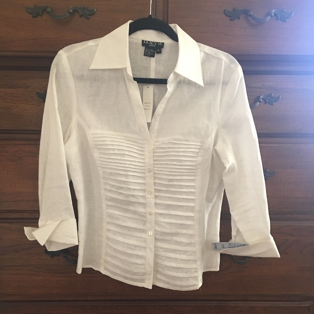 Classic white 100% linen blouse